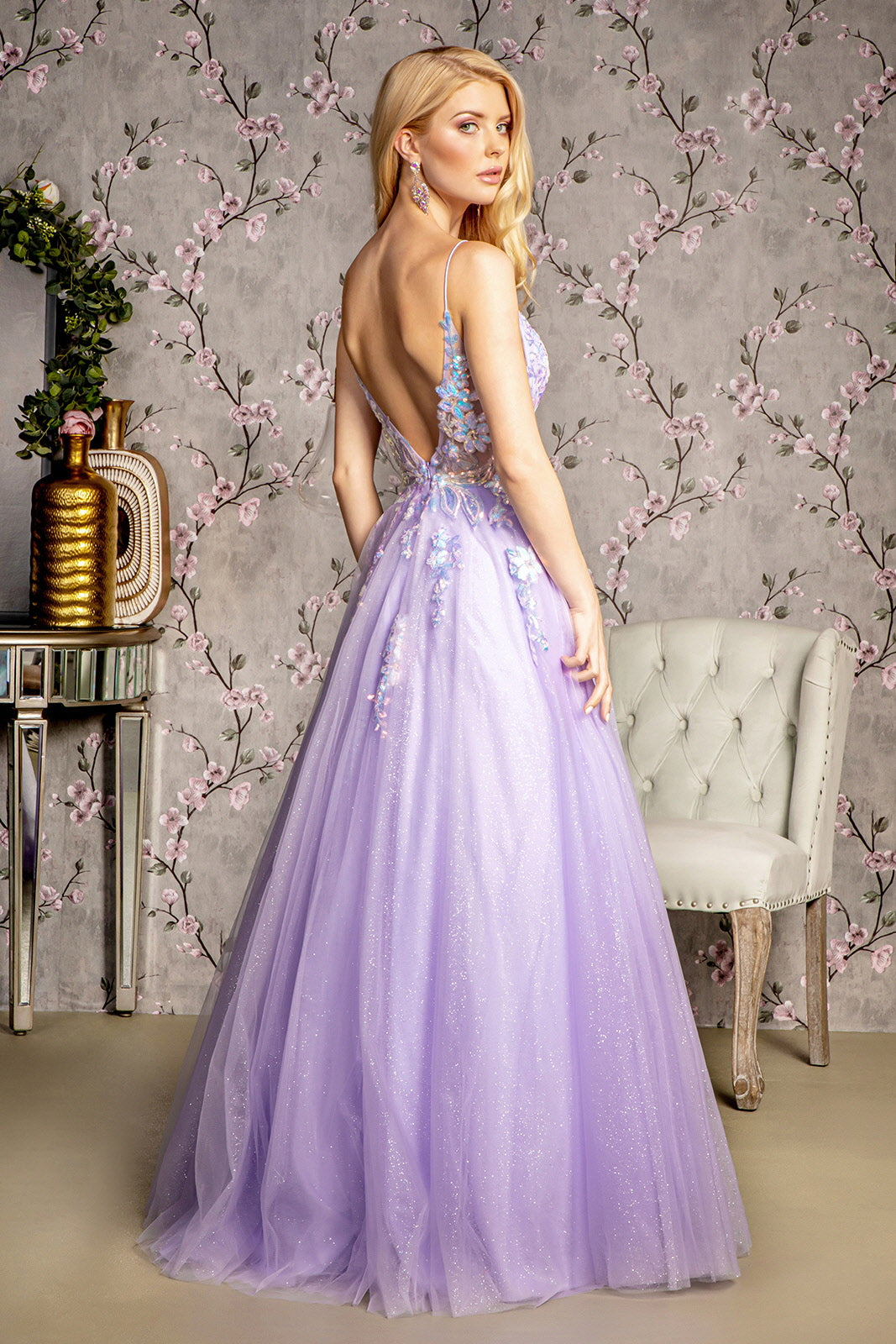 Sequin Applique Sleeveless A-line Gown by GLS Gloria GL3226