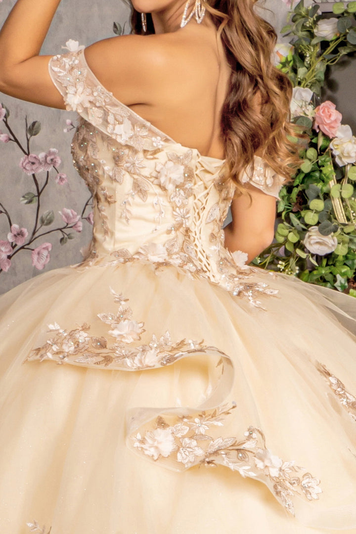 Applique Off Shoulder Layered Ball Gown by GLS Gloria GL3240