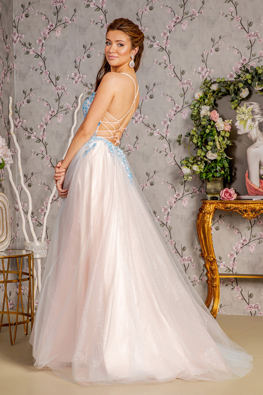 Applique Sleeveless Two-Tone Gown by GLS Gloria GL3251