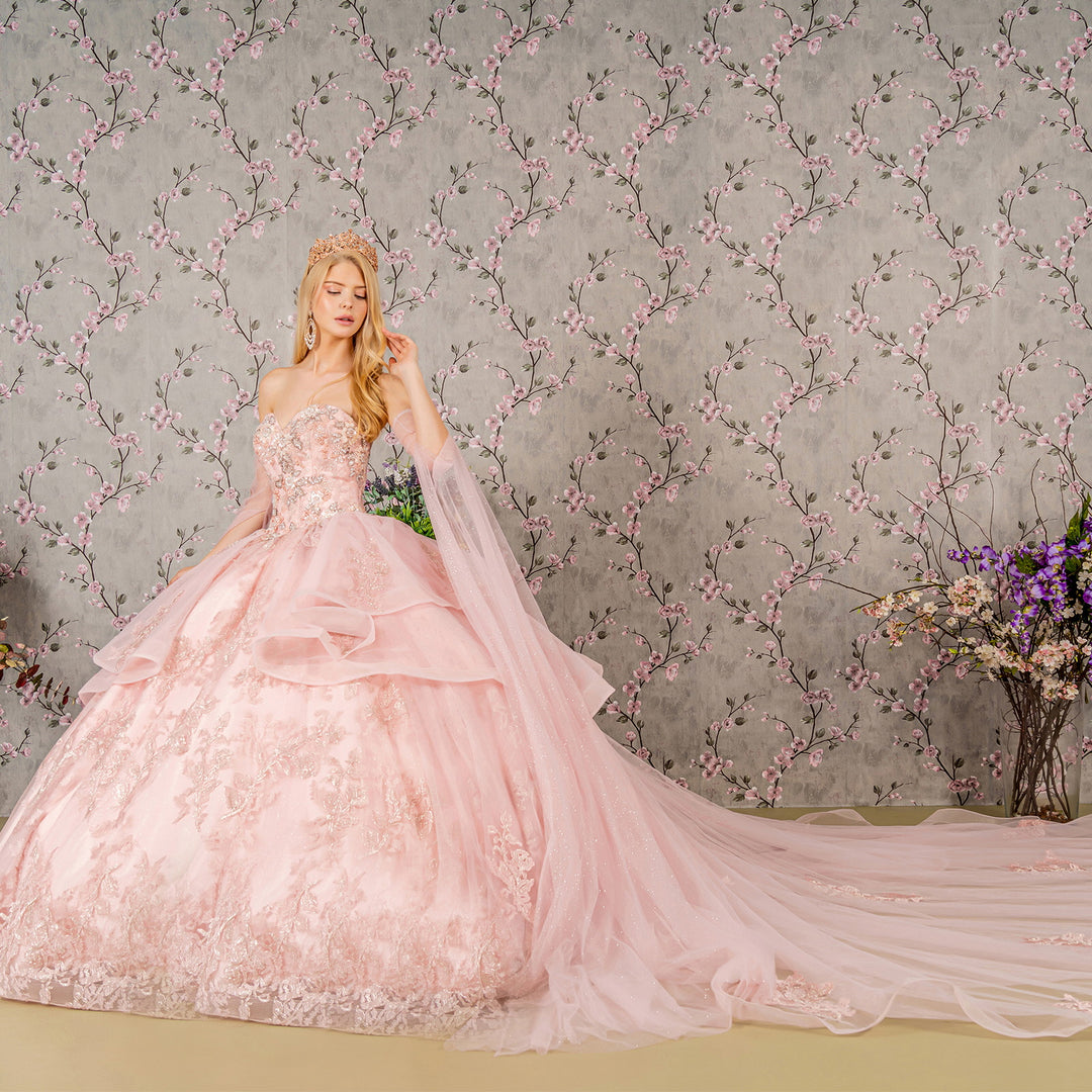 Strapless Bell Sleeve Ball Gown by GLS Gloria GL3317