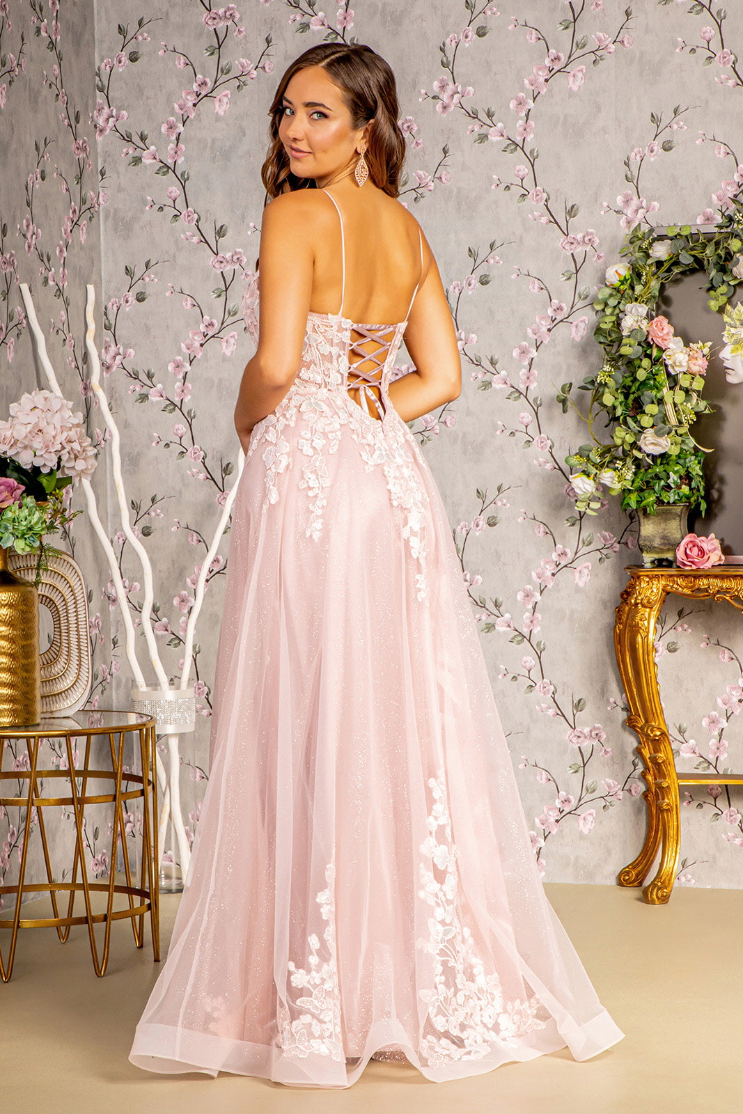 Embroidered Sleeveless A-line Slit Gown by GLS Gloria GL3328