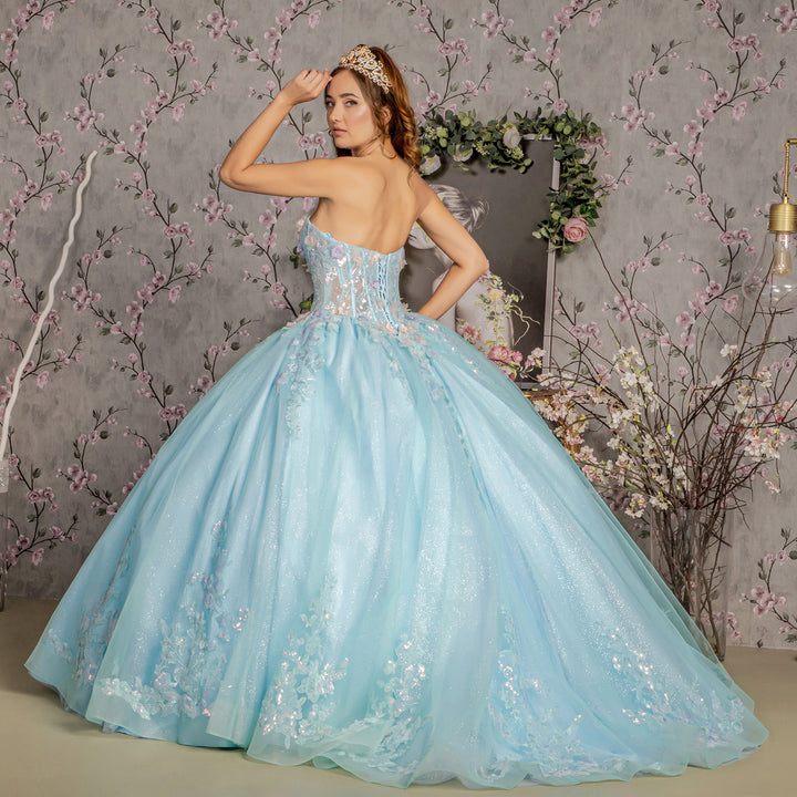 3D Floral Strapless Corset Ball Gown by GLS Gloria GL3332