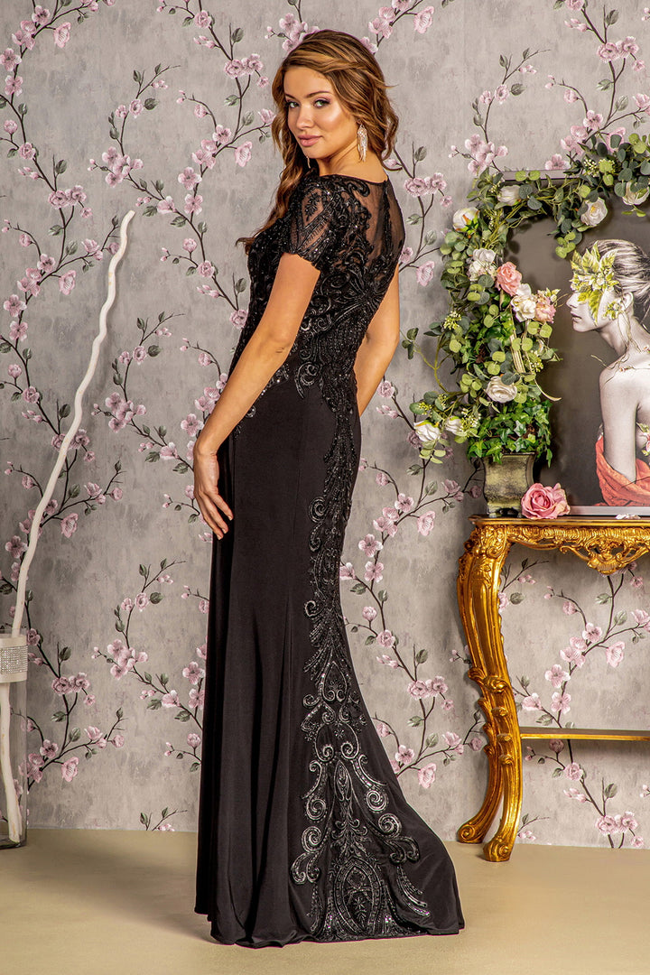 Fitted Embroidered Short Sleeve Gown by GLS Gloria GL3361