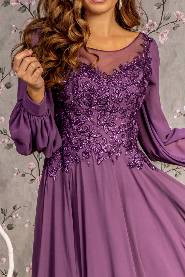 Embroidered Long Sleeve A-line Gown by GLS Gloria GL3363