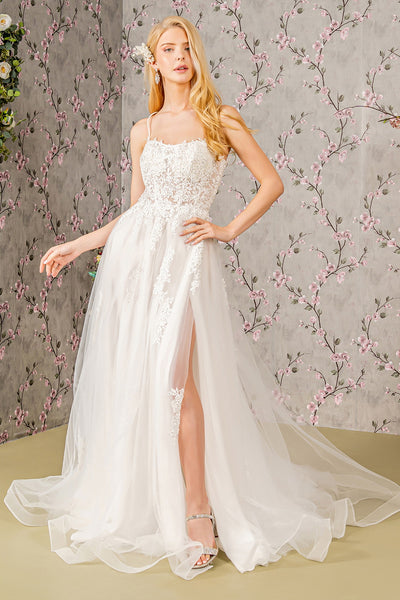 Applique Sleeveless A-line Slit Bridal Gown by GLS Gloria GL3417