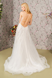 Applique Sleeveless A-line Slit Bridal Gown by GLS Gloria GL3417
