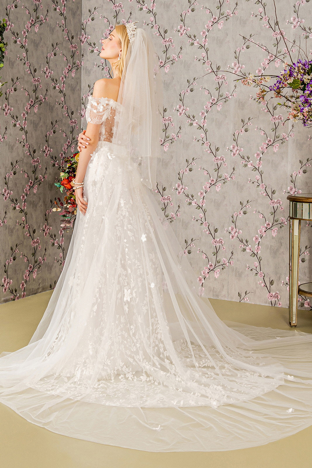 3D Floral Off Shoulder Wedding Gown by GLS Gloria GL3423