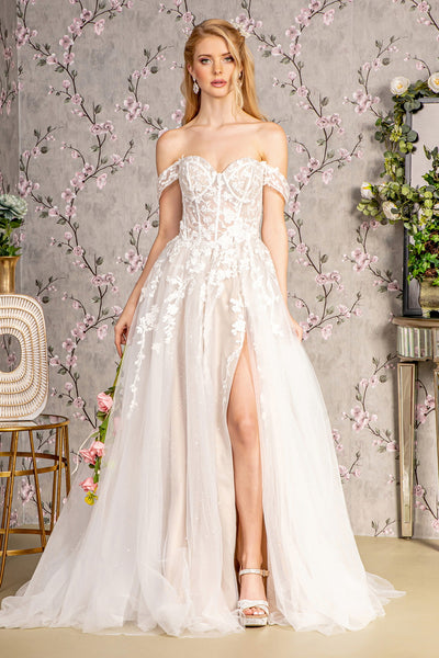 Off Shoulder A-line Slit Bridal Gown by GLS Gloria GL3429