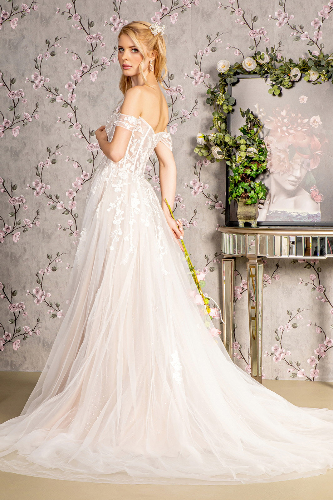 Off Shoulder A-line Slit Bridal Gown by GLS Gloria GL3429