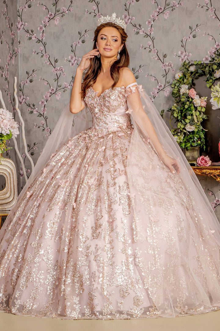 3D Butterfly Off Shoulder Ball Gown by GLS Gloria GL3451