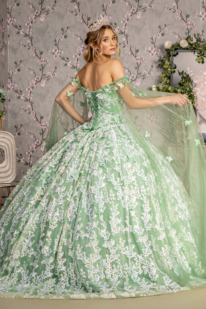 3D Butterfly Off Shoulder Ball Gown by GLS Gloria GL3451