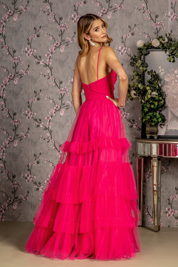 Beaded Sleeveless Tiered Ruffled Gown by GLS Gloria GL3452