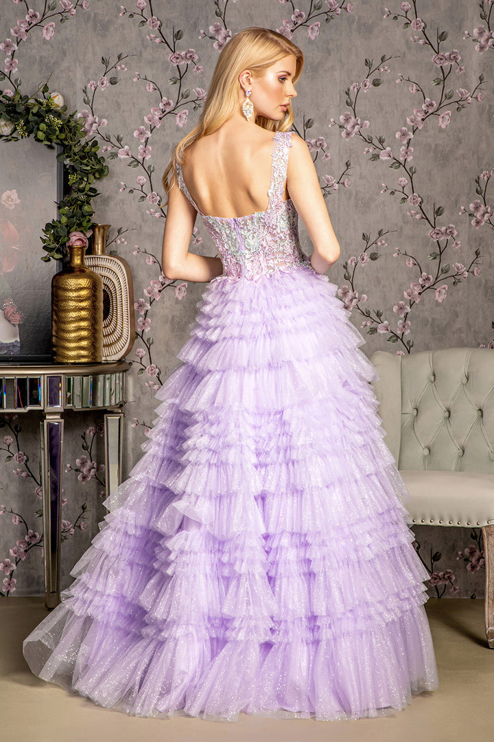 Embroidered Corset Tiered Ruffled Gown by GLS Gloria GL3460