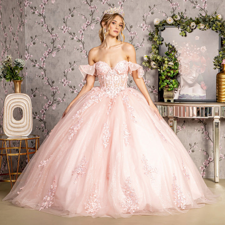 Ruffled Off Shoulder Corset Ball Gown by GLS Gloria GL3475