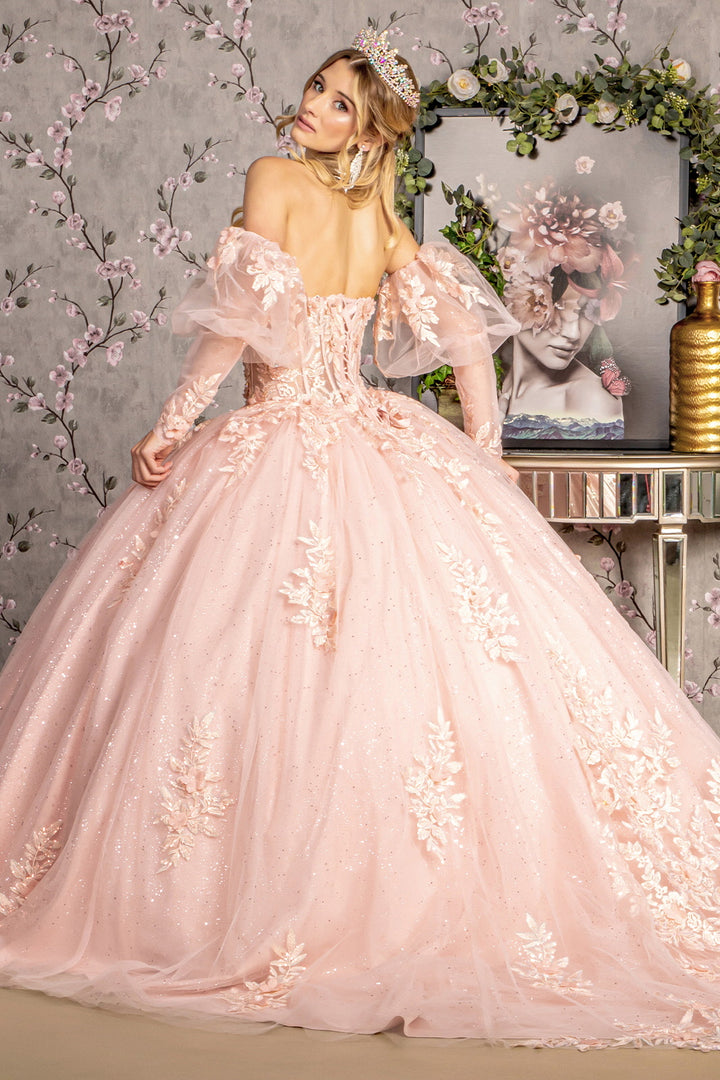 Strapless Puff Sleeve Corset Ball Gown by GLS Gloria GL3476