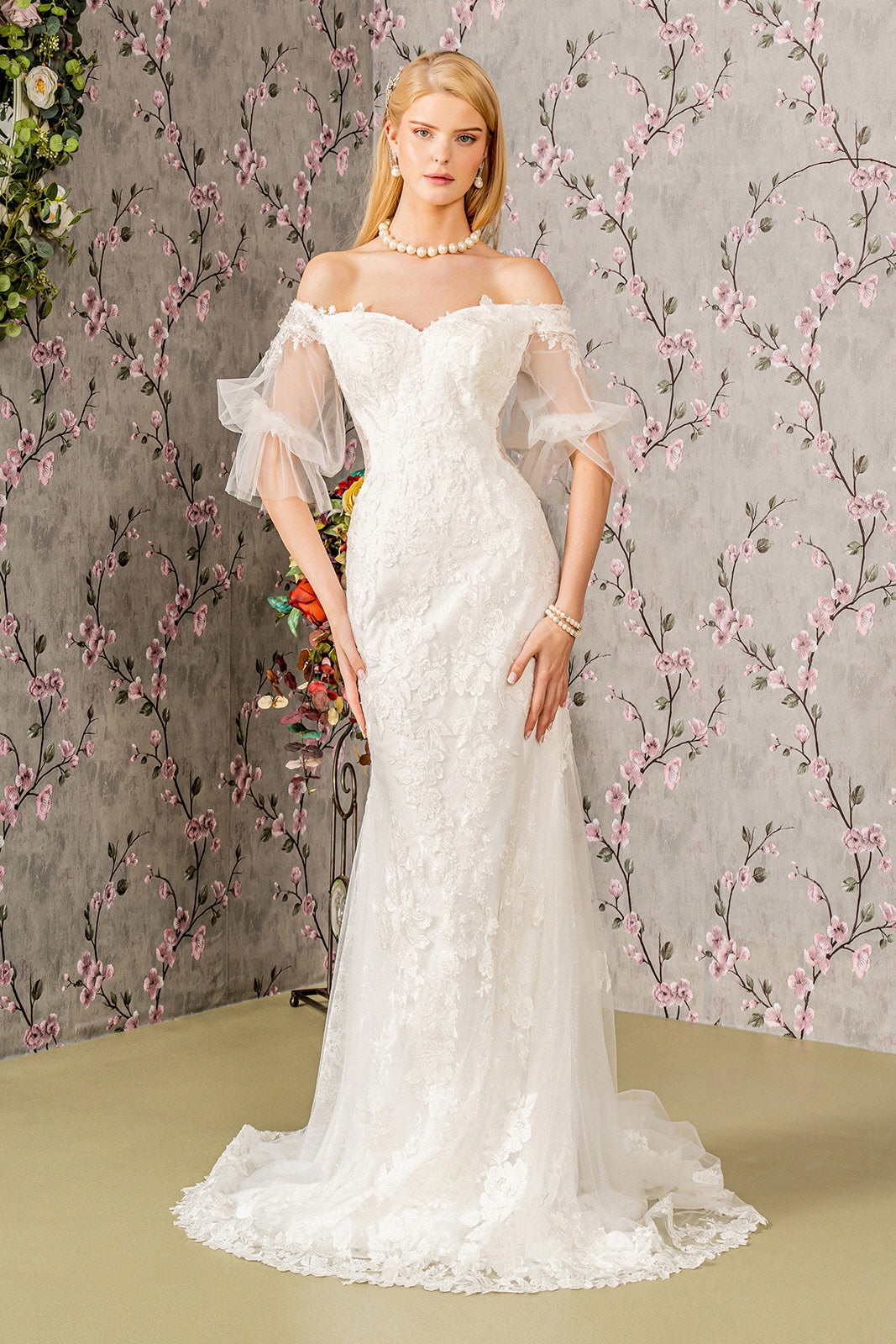 Off Shoulder Short Sleeve Bridal Gown by GLS Gloria GL3479