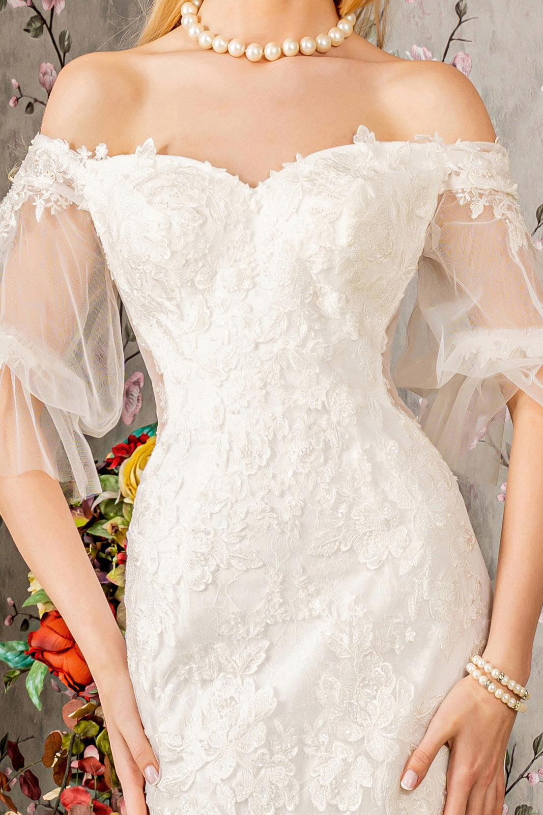 Off Shoulder Short Sleeve Bridal Gown by GLS Gloria GL3479