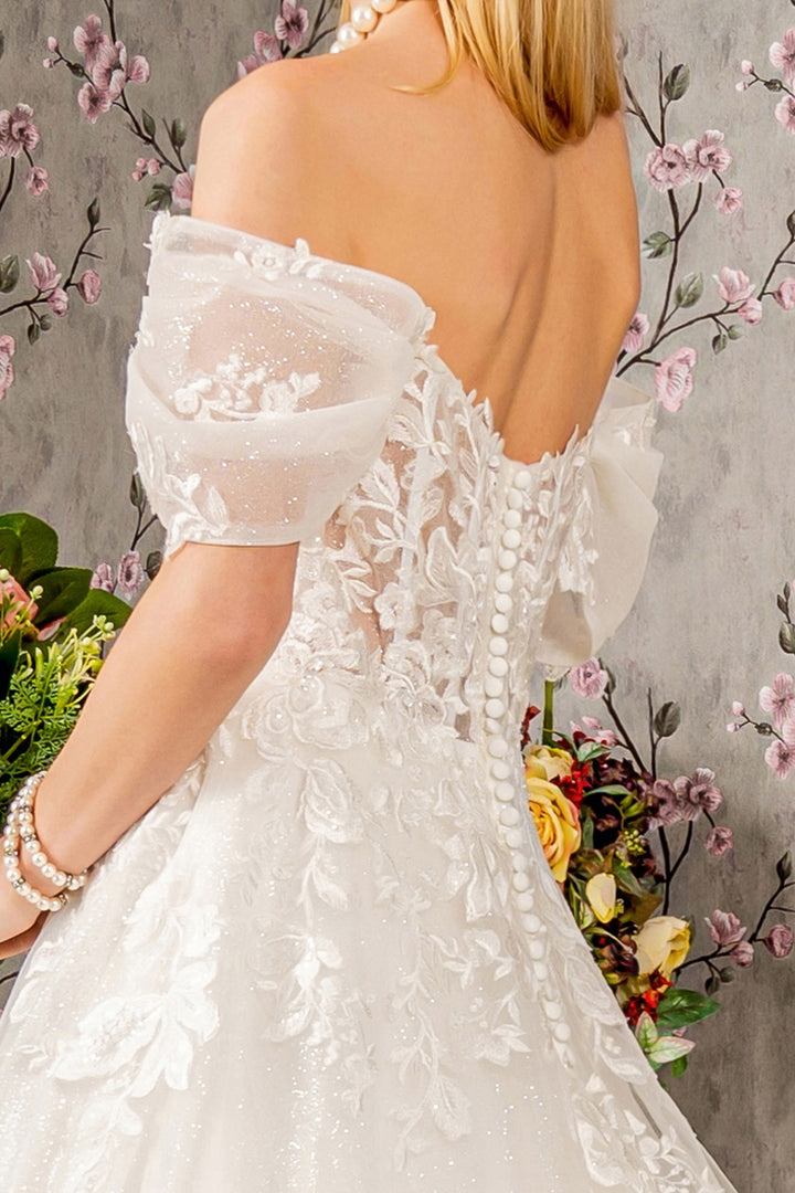 Off Shoulder Short Sleeve Wedding Gown by GLS Gloria GL3480