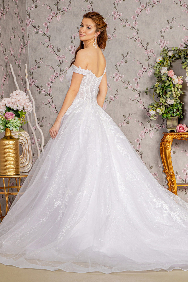 Off Shoulder Sheer Corset Wedding Gown by GLS Gloria GL3489