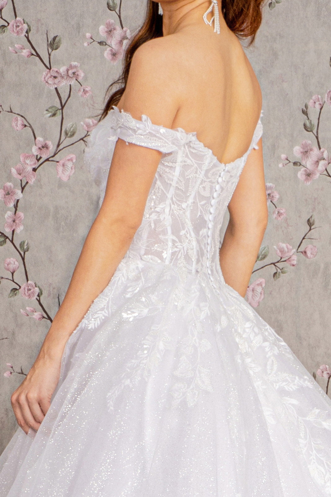 Off Shoulder Sheer Corset Wedding Gown by GLS Gloria GL3489