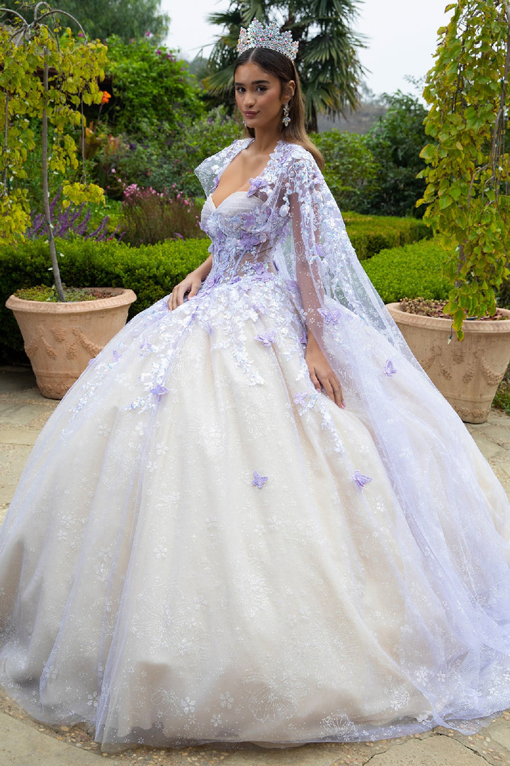 3D Butterfly Cape Ball Gown by GLS Gloria GL3501