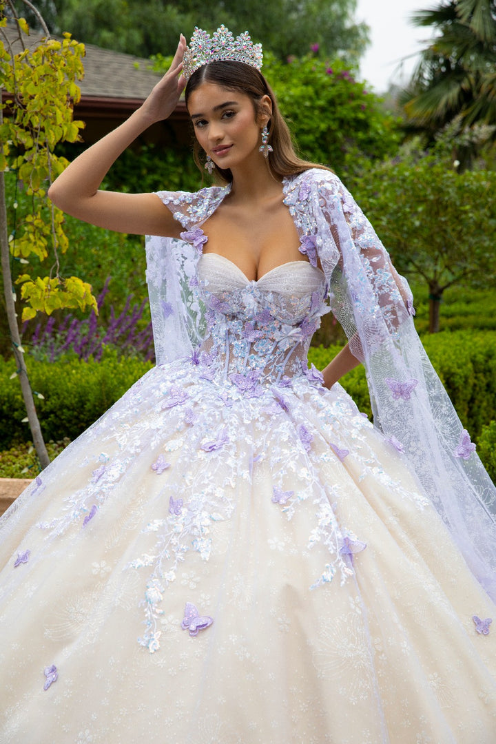 3D Butterfly Cape Ball Gown by GLS Gloria GL3501