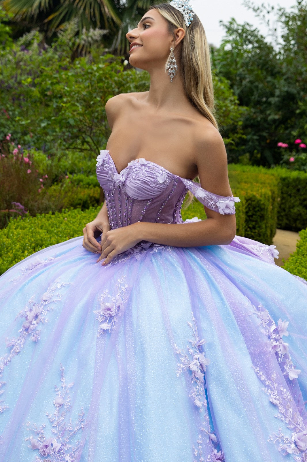 Off Shoulder Bow Ball Gown by GLS Gloria GL3576 S / Pink