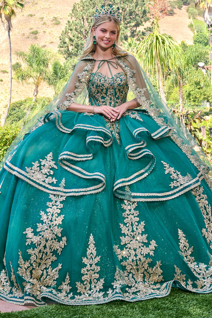 Strapless Cape Ball Gown by Elizabeth K GL3671