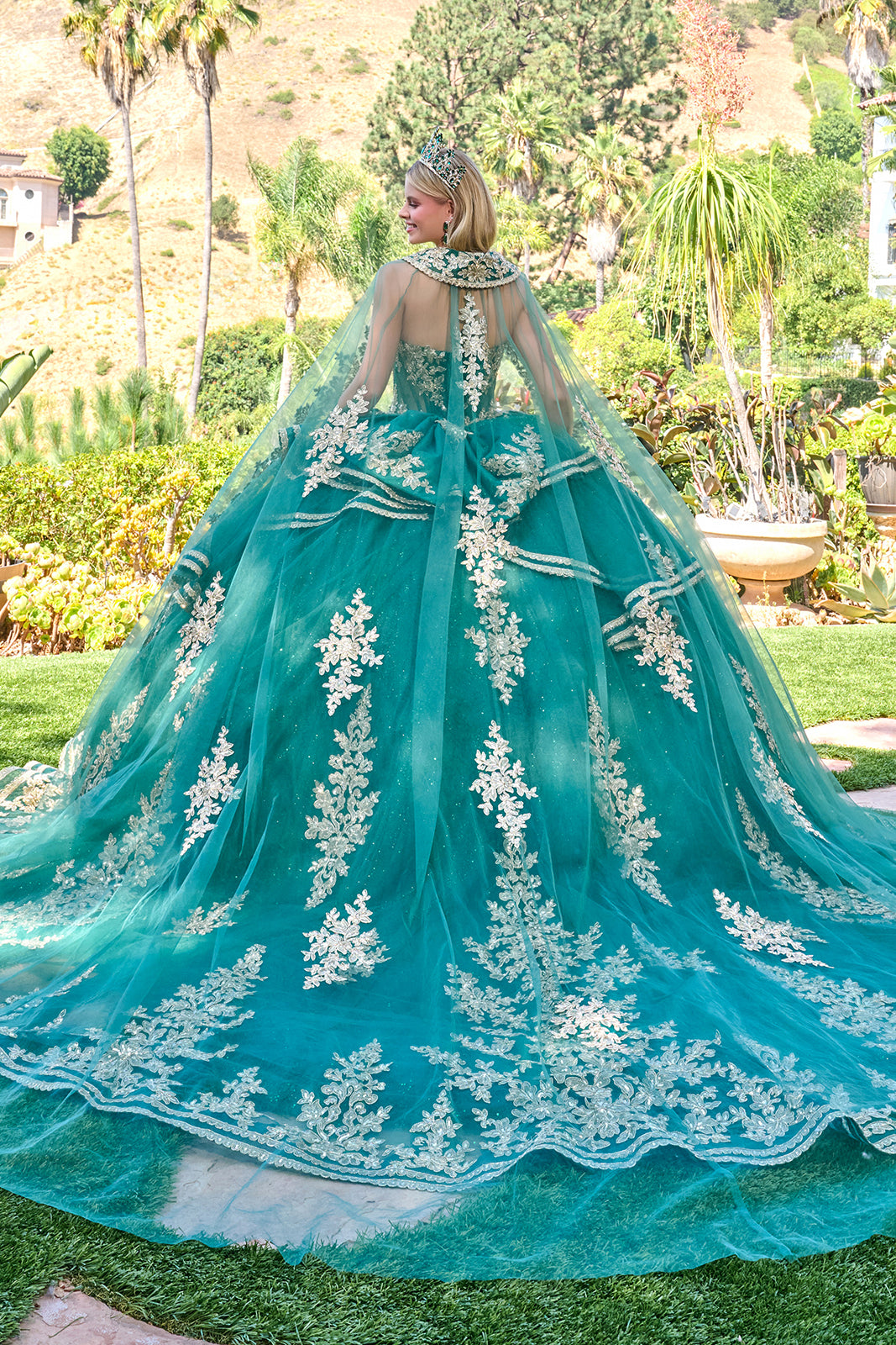 Strapless Cape Ball Gown by Elizabeth K GL3671