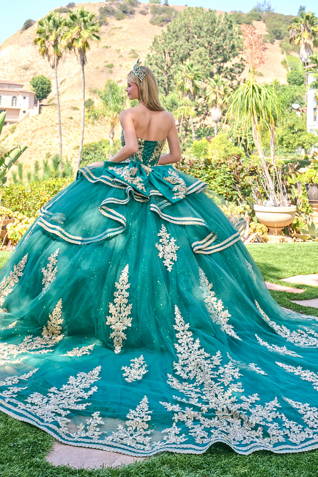 Strapless Cape Ball Gown by Elizabeth K GL3671