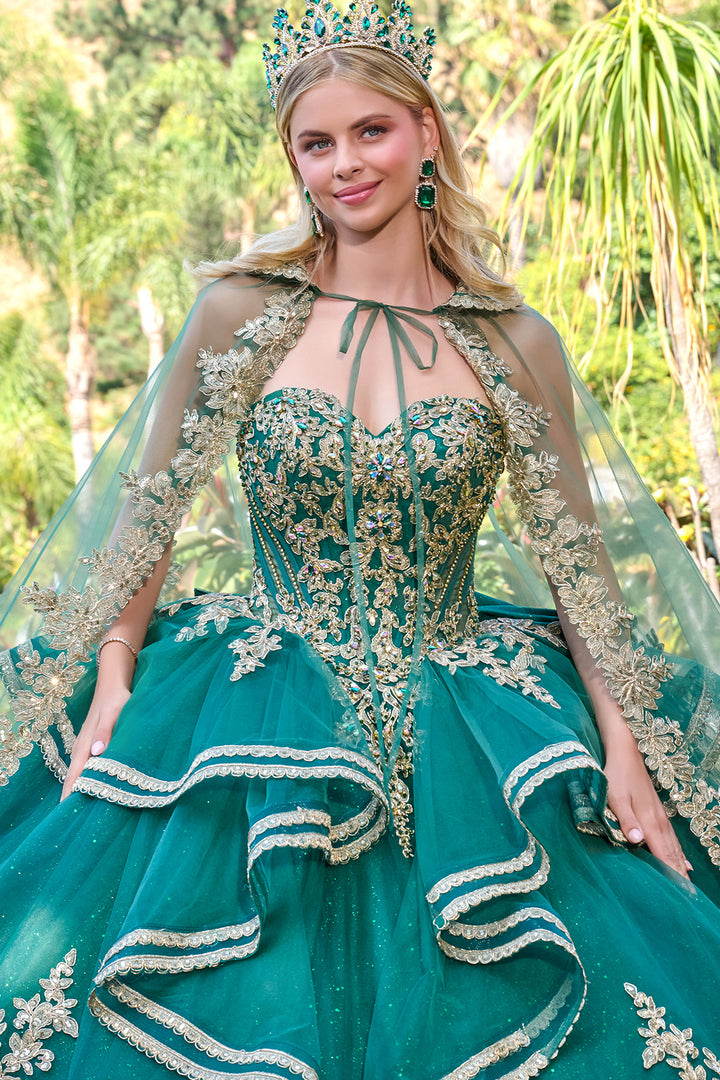 Strapless Cape Ball Gown by Elizabeth K GL3671