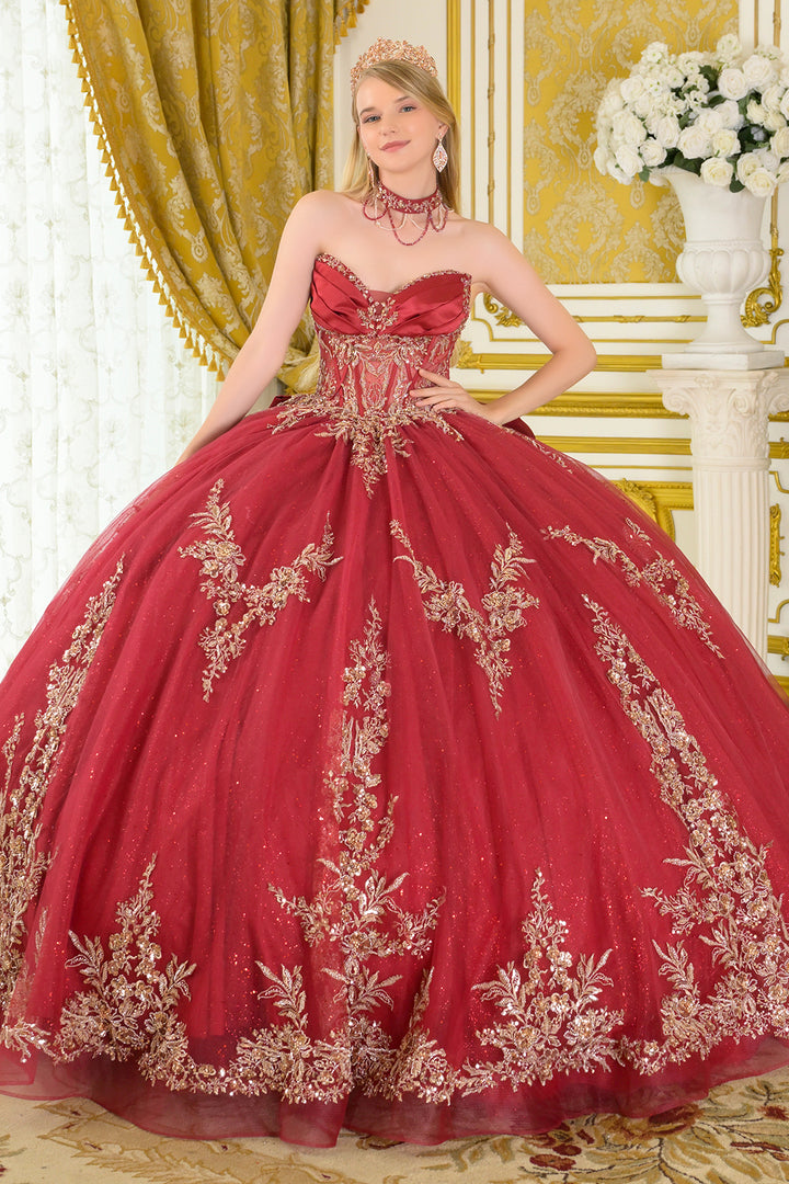 Applique Strapless Ball Gown by Elizabeth K GL3675