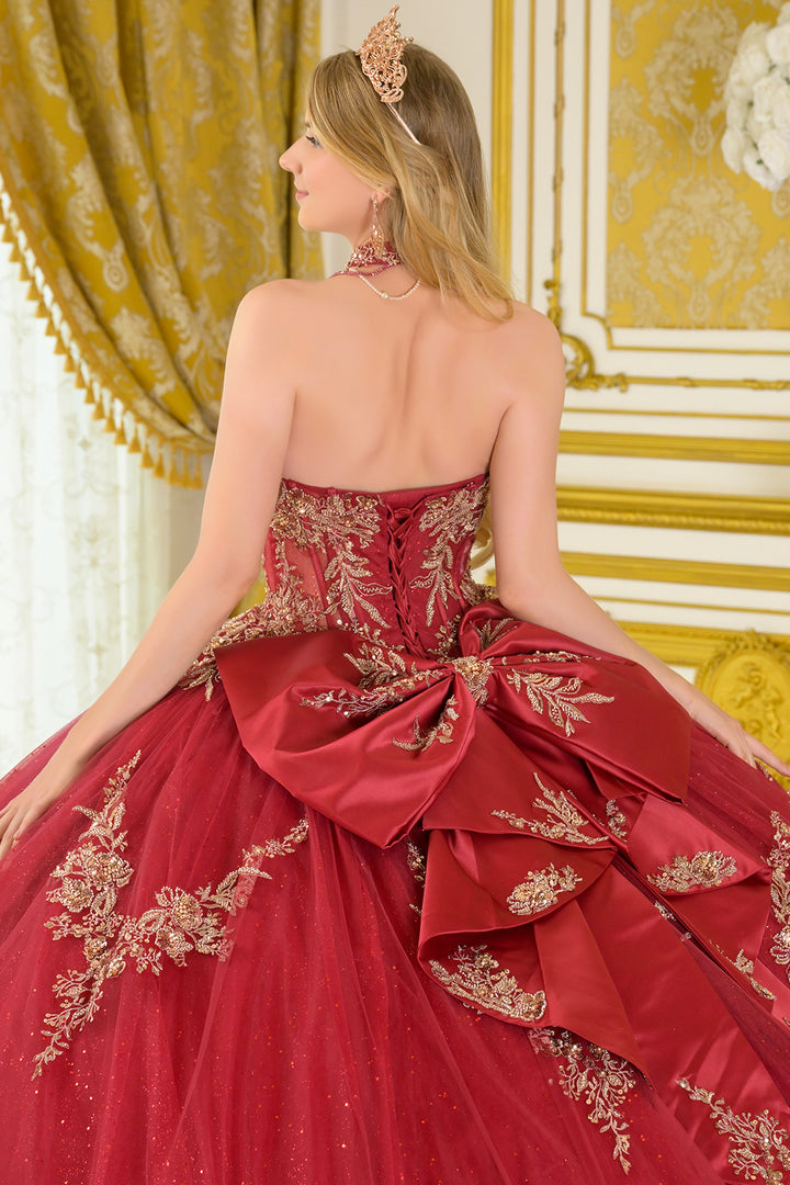 Applique Strapless Ball Gown by Elizabeth K GL3675