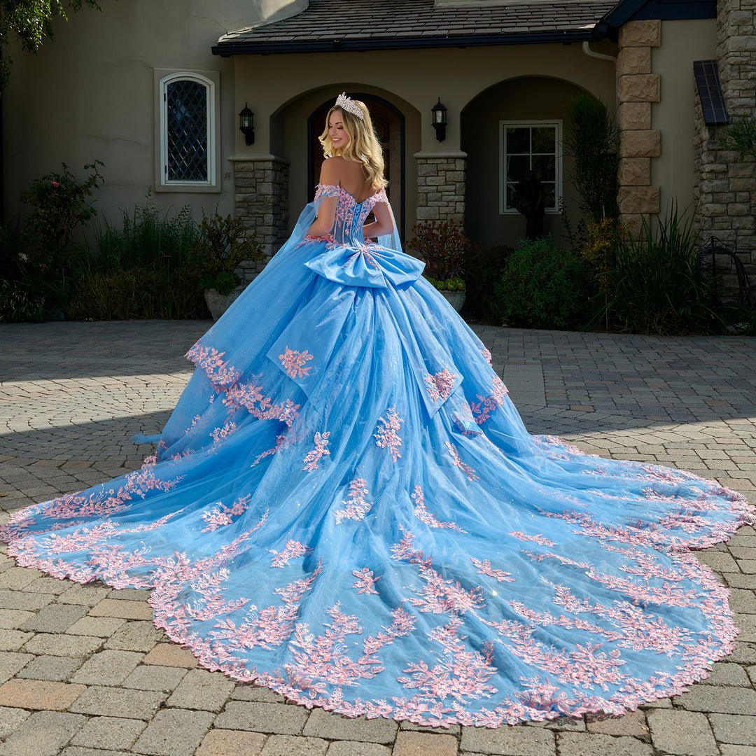 3D Butterfly Cape Sleeve Ball Gown by Elizabeth K GL3708