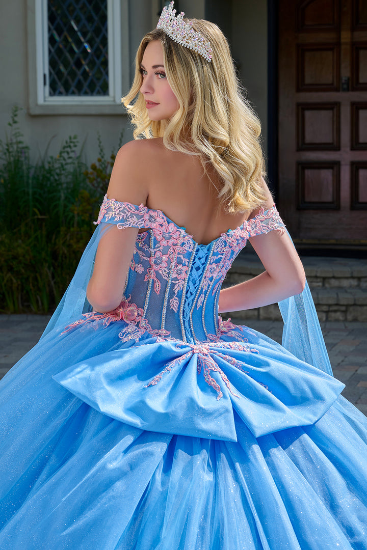 3D Butterfly Cape Sleeve Ball Gown by Elizabeth K GL3708