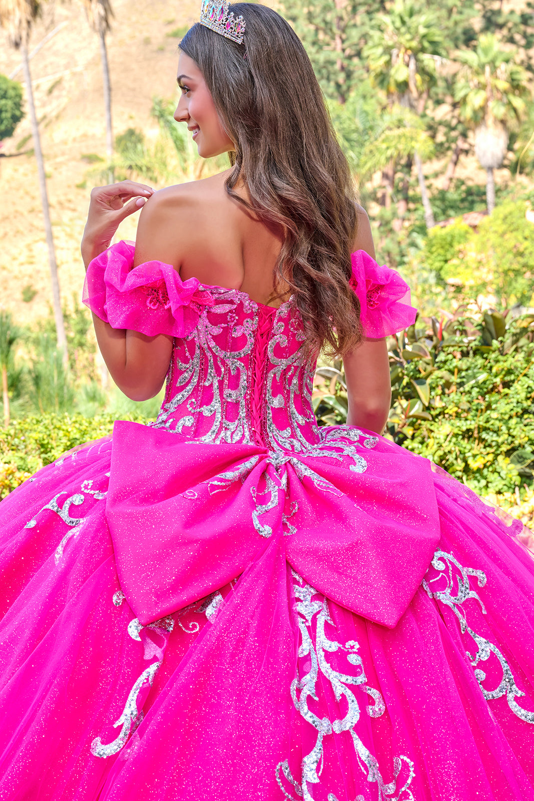 Off Shoulder Ruffled Ball Gown by Elizabeth K GL3709