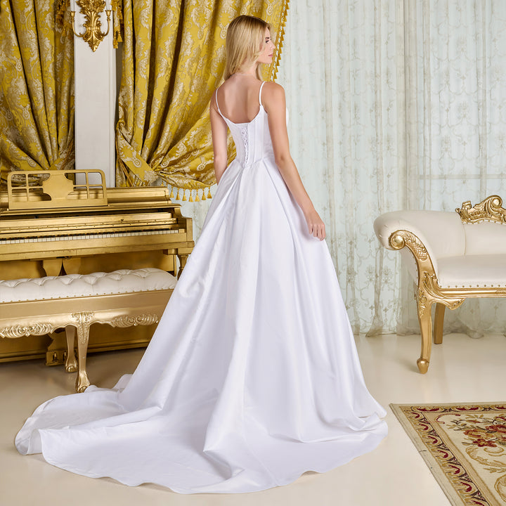 Satin V-Neck Bridal Gown by GLS Gloria GL3716