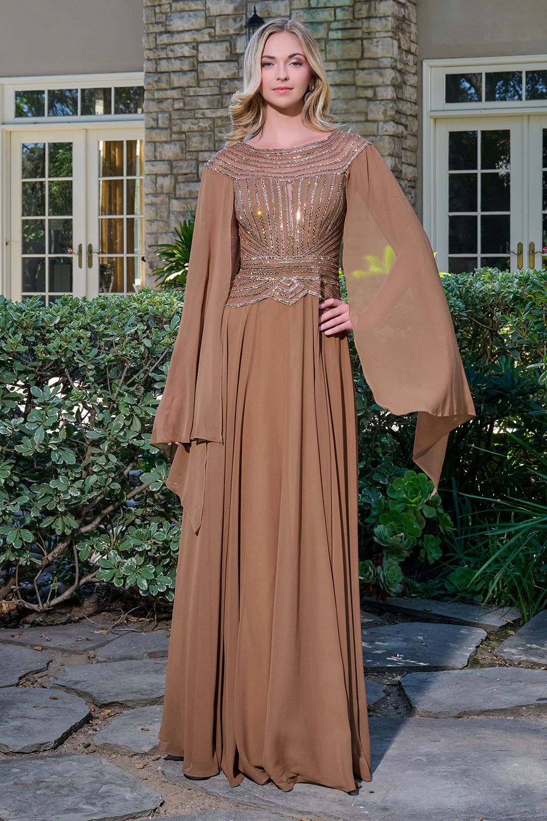 Beaded Cape Sleeve A-line Gown by GLS Gloria GL3736 ABC Fashion Beaded Cape Sleeve A-line Gown by GLS Gloria GL3736 ABC Fashion