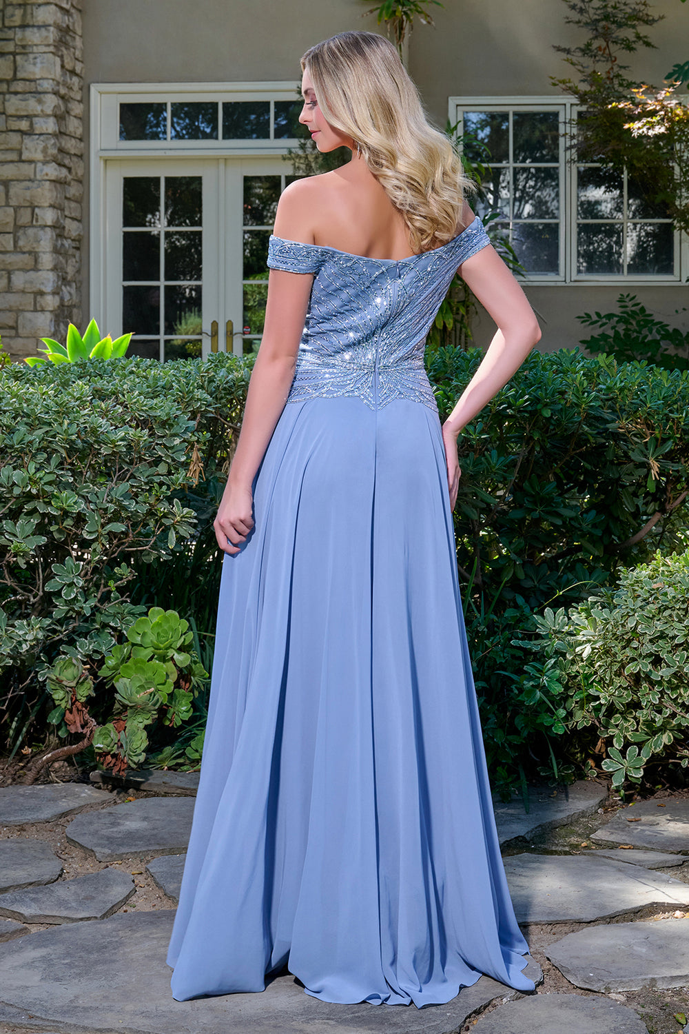 Off Shoulder A-line Gown by Elizabeth K GL3738 L / Black