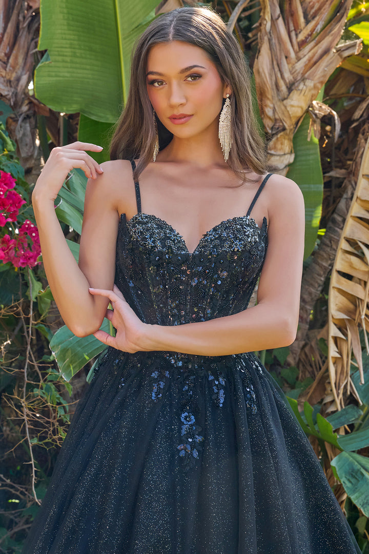 Glitter Sleeveless A-line Gown by Elizabeth K GL3750