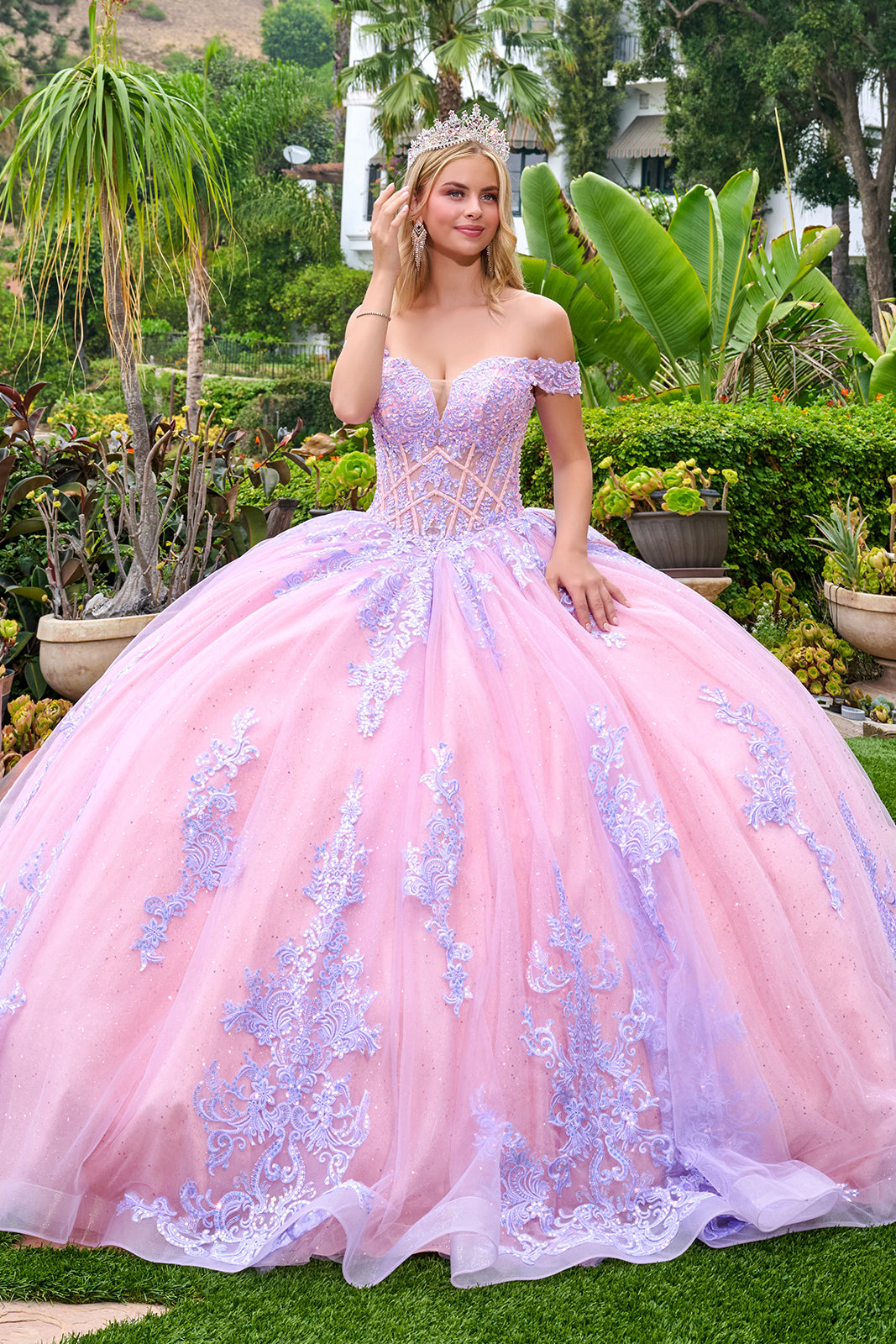 Applique Off Shoulder Ball Gown by Elizabeth K GL3753
