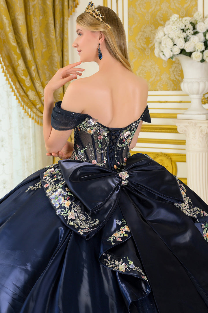 Satin Off Shoulder Ball Gown by Elizabeth K GL3792