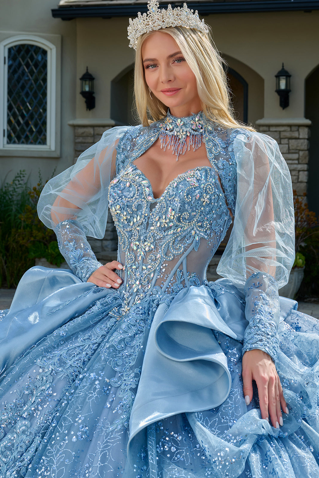 Strapless Bolero Ball Gown by Elizabeth K GL3806