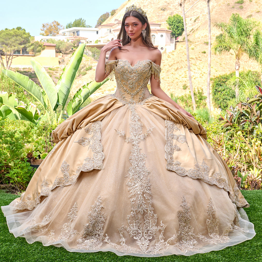 Satin Off Shoulder Ball Gown by Elizabeth K GL3810