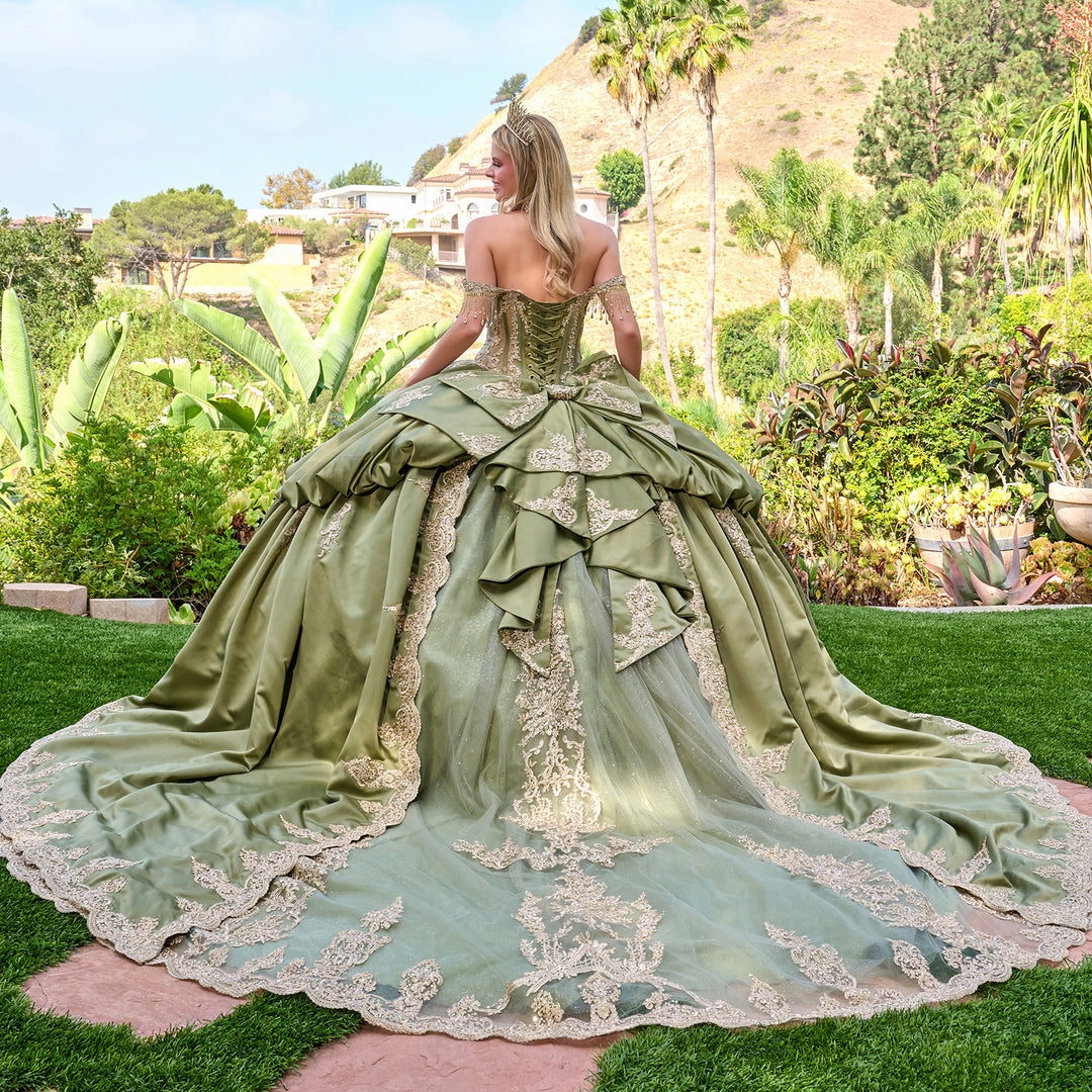 Satin Off Shoulder Ball Gown by Elizabeth K GL3810