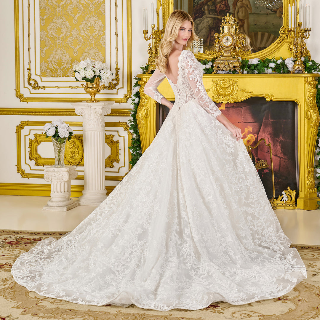 Long Sleeve Bridal Gown by GLS Gloria GL3819 3XL / Off White Long Sleeve Bridal Gown by GLS Gloria GL3819 3XL / Off White