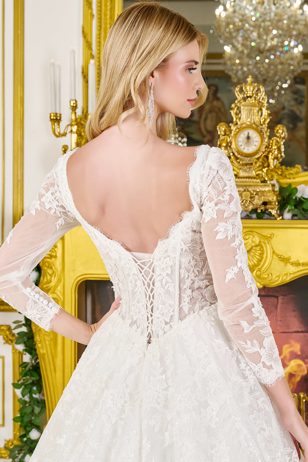 Long Sleeve Bridal Gown by GLS Gloria GL3819 3XL / Off White