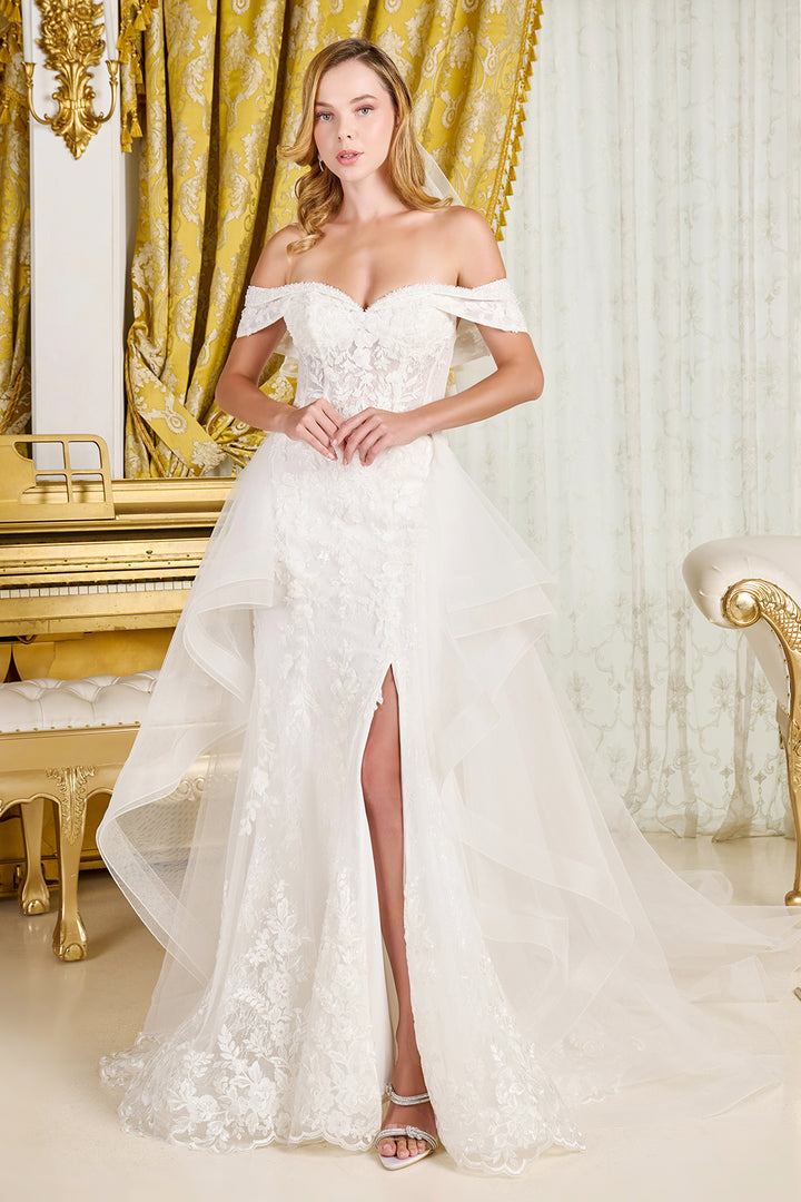 Off Shoulder Overskirt Bridal Gown by GLS Gloria GL3827