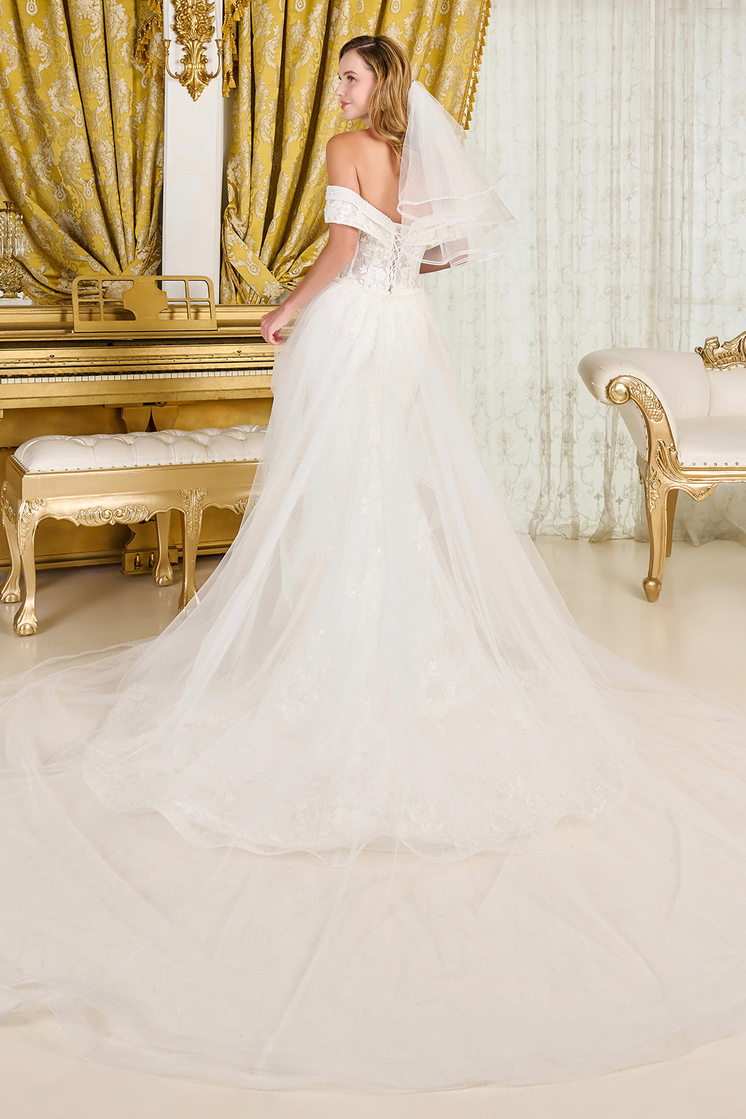 Off Shoulder Overskirt Bridal Gown by GLS Gloria GL3827