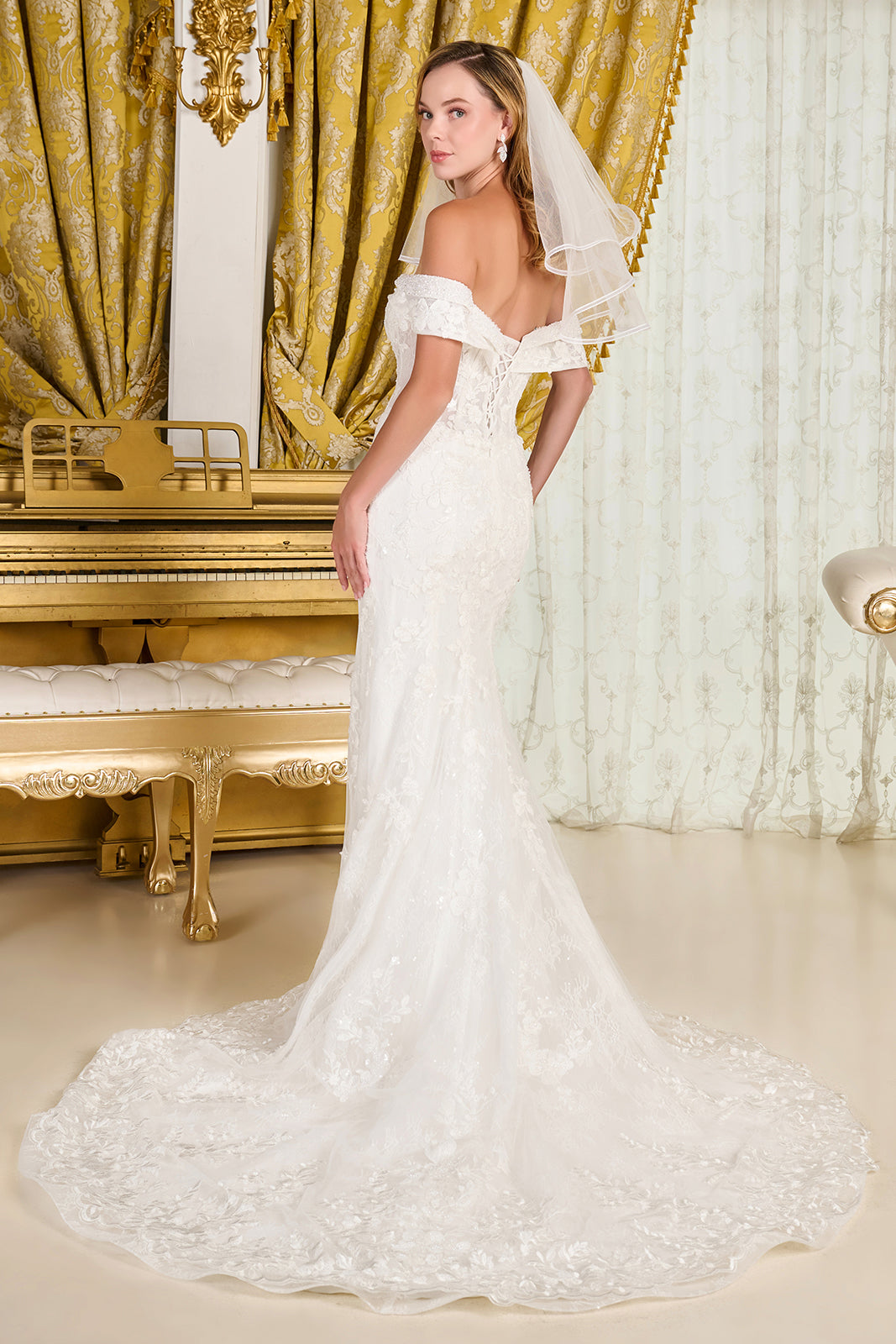 Off Shoulder Overskirt Bridal Gown by GLS Gloria GL3827